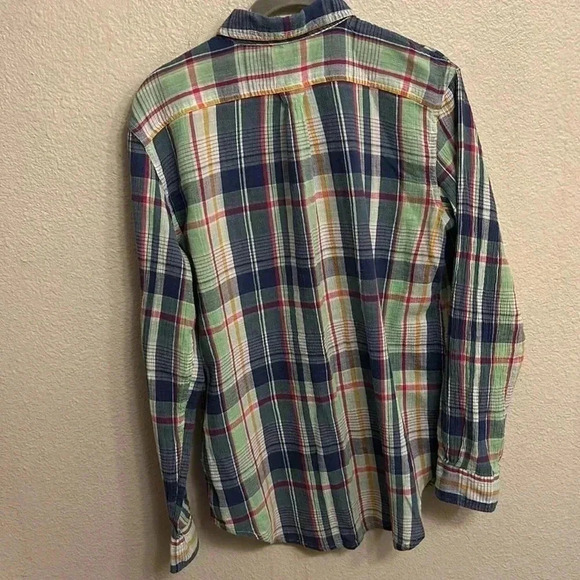 Chaps Denim Women Long Sleeve Button Down Shirt Plaid Blue Size Medium - Picture 7 of 7